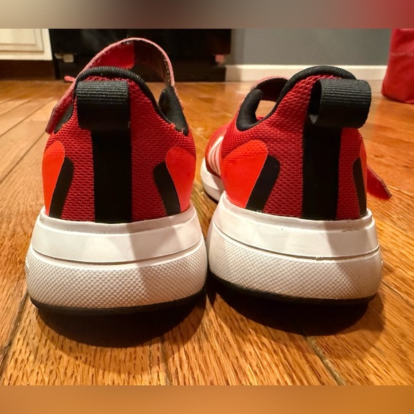 adidas Kids Red, White and Orange Striped Sneakers -Velcro - Picture 3 of 9